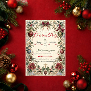 Convite Festa de Natal Elegante Art Nouveau
