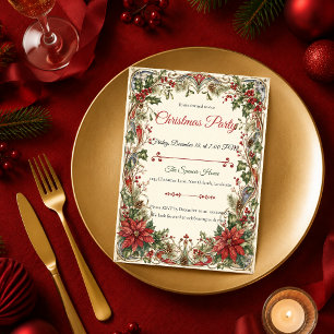 Convite Festa de Natal Elegante Art Nouveau