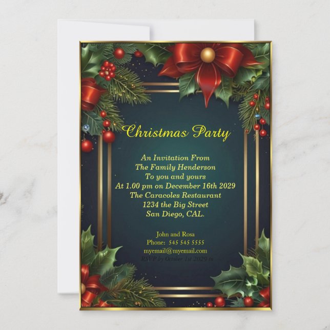 Convite Festa de Natal elegante assombra o feriado vermelh (Frente)