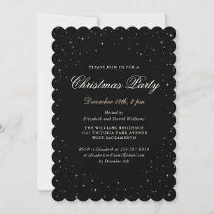 Convite Festa de Natal Elegante Black Starry