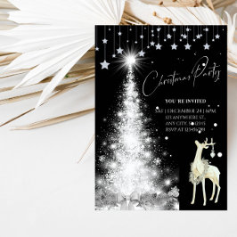 Convite Festa de Natal Elegante com Árvore de Natal Branca