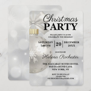 Convite Festa de Natal Elegante com Brilho Branco