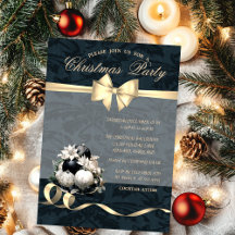 Festa de Natal Elegante com Laço, Bolas e Poinsett