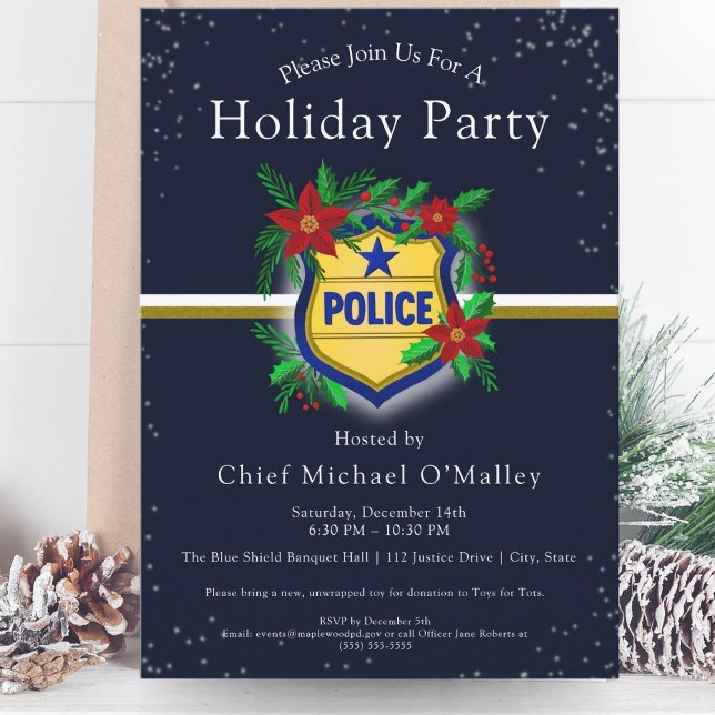Convite Festa de Natal Elegante da Polícia (Criador carregado)