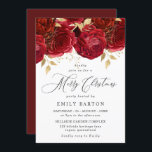 Convite Festa de Natal Elegante das Rosas vermelhas Românt<br><div class="desc">Rosas vermelhas românticas Convite de festas Elegante de Natal Ver coleção correspondente em Niche e Nest Store</div>
