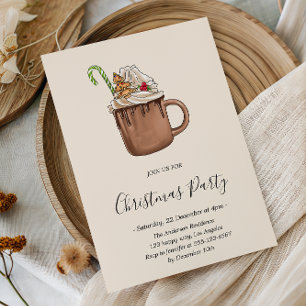 Convite Festa de Natal Elegante de Cacau Quente