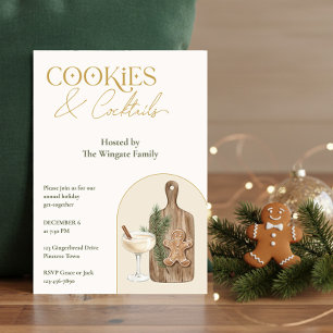 Convite Festa de Natal Elegante de Cookies e Coquetéis