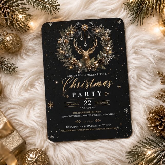 Convite Festa de Natal Elegante de Rena de Férias (Criador carregado)