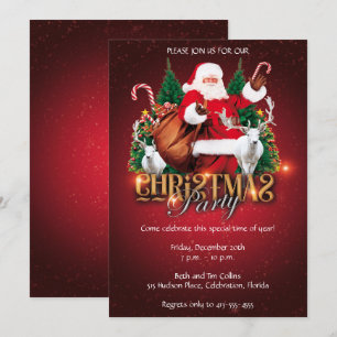 Convite Festa de Natal Elegante do Papai Noel