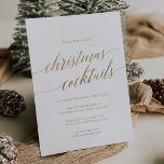 Convite Festa de Natal Elegante Dourada Calliografia<br><div class="desc">Este elegante cartão de convite de festas de coquetel de Natal para caligrafia em ouro é perfeito para um evento de férias simples. A design neutra apresenta um convite minimalista decorado com tipografia falsa de ouro romântica e caprichosa.</div>