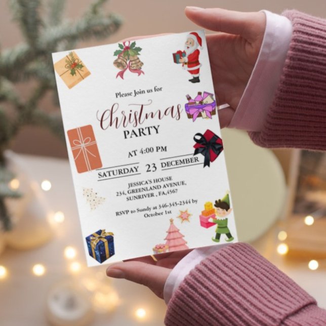 Convite Festa de Natal Elegante e Chic Feriado (Criador carregado)
