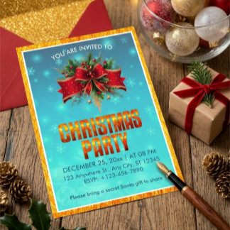 Convite Festa de Natal Elegante e Festiva de Férias de Inv