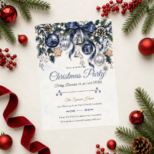 Convite Festa de Natal Elegante em Azul Marinho