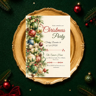 Convite Festa de Natal Elegante em Tons de Joias