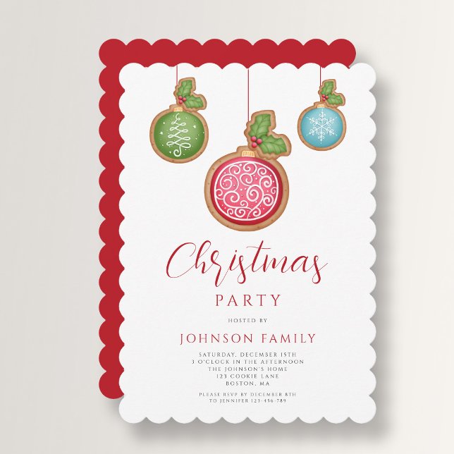 Convite Festa de Natal Elegante em Vermelho (Elegant Red Bauble Christmas Party Invitation)