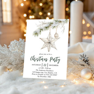 Convite Festa de Natal Elegante Estrela   Férias de Invern