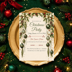 Convite Festa de Natal Elegante Evergreen