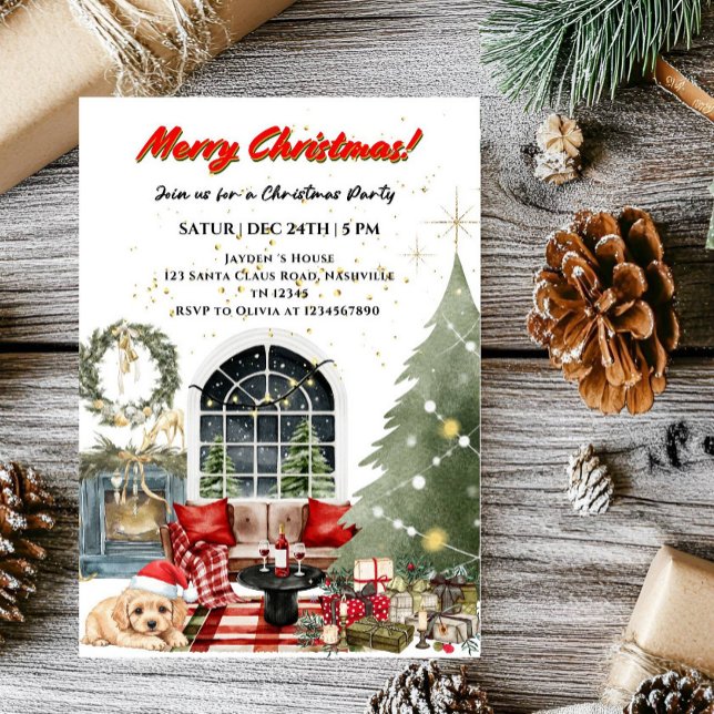 Convite Festa de Natal Elegante Férias de Natal (Criador carregado)