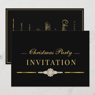 Convite Festa de Natal Elegante Glamour Dourado