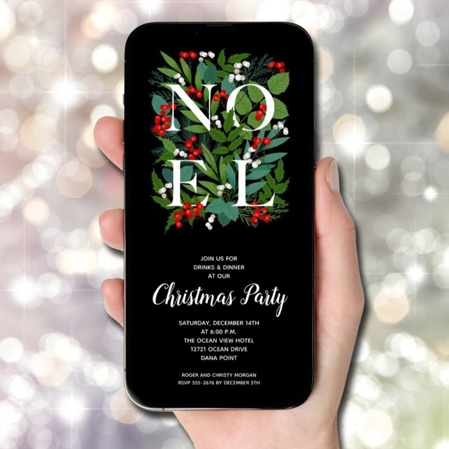 Convite Festa de Natal Elegante NOEL Greenery (Elegant NOEL Greenery Christmas Party Invitations - INSTANT DOWNLOAD and/or PRINTED)
