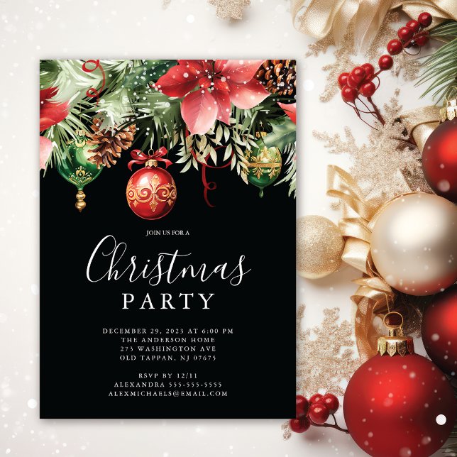 Convite Festa de Natal Elegante Poinsettia (Criador carregado)