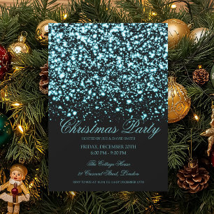 Convite Festa de Natal Elegante Turquesa Meia-Noite Glam