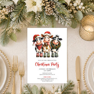 Convite Festa de Natal em Aquarela de Vacas Caprichosas Do