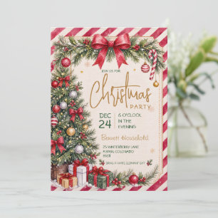 Convite Festa de Natal em Aquarela Festiva Vintage