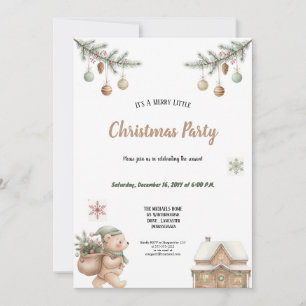 Convite FESTA DE NATAL EM Aquarela MARROM E VERDE