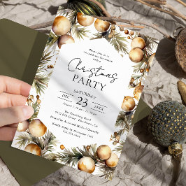 Convite Festa de Natal em Aquarela Verde e Dourado