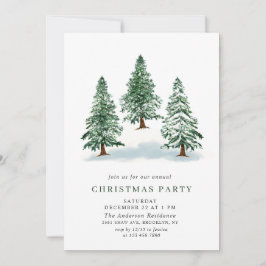 Convite Festa de Natal em Árvore de Pinheiros com Aquarela