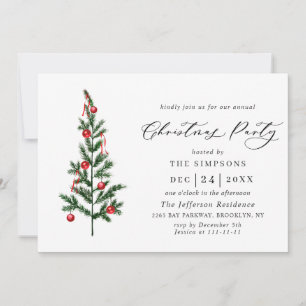 Convite Festa de Natal em Árvore de Pinheiros com Aquarela