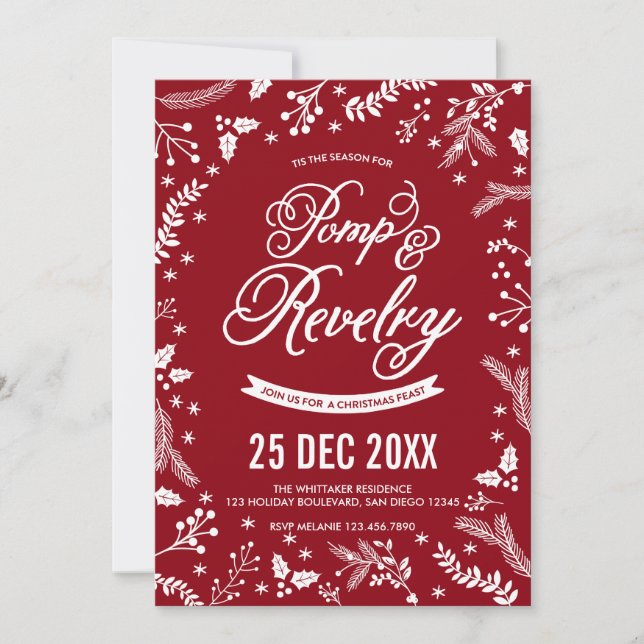 Convite Festa de Natal em Berries, em Cherry (Frente)