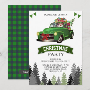 Convite Festa de Natal em Caminhão Verde Vintage