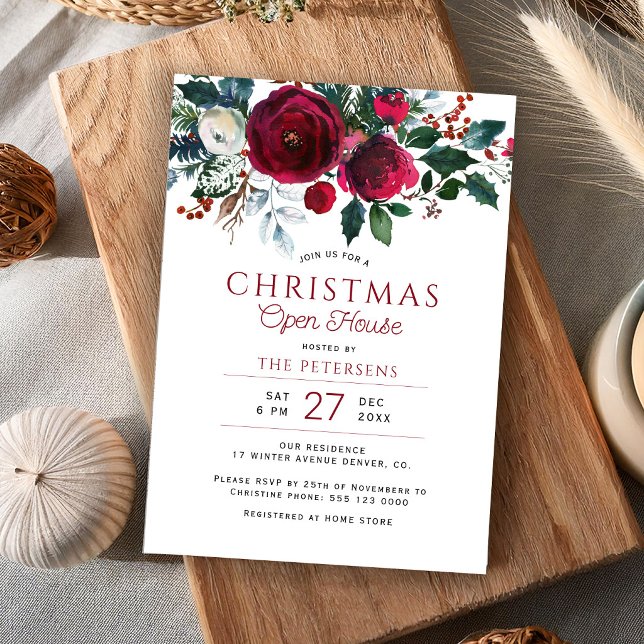 Convite Festa de Natal em casa aberta no inverno rústico (Criador carregado)