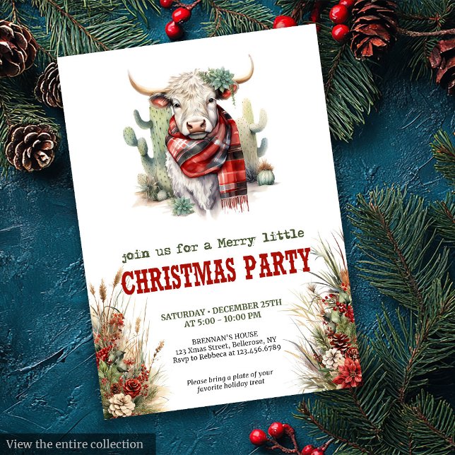 Convite Festa de Natal em casa de campo impresso vermelho  (Farmhouse Christmas party printable red green invite

)