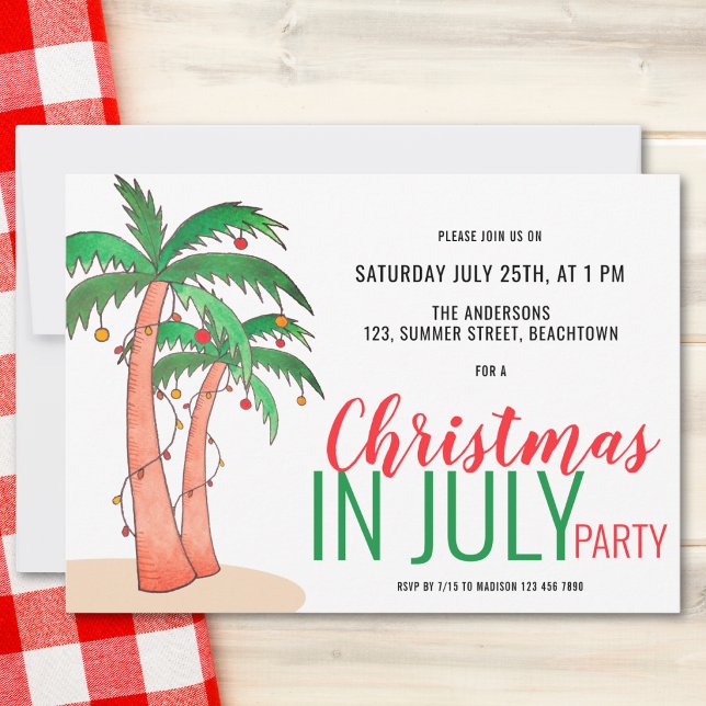 Convite Festa de Natal em Julho de Verão (Criador carregado)