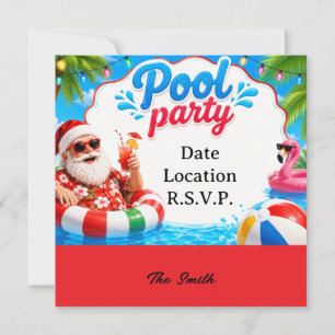 Convite Festa de Natal em Julho na Piscina com Papai Noel