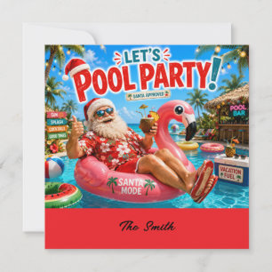 Convite Festa de Natal em Julho na Piscina com Papai Noel