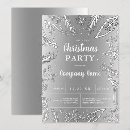 Convite Festa de Natal em metal prata corporativa