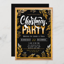 Convite Festa de Natal em Preto e Dourado