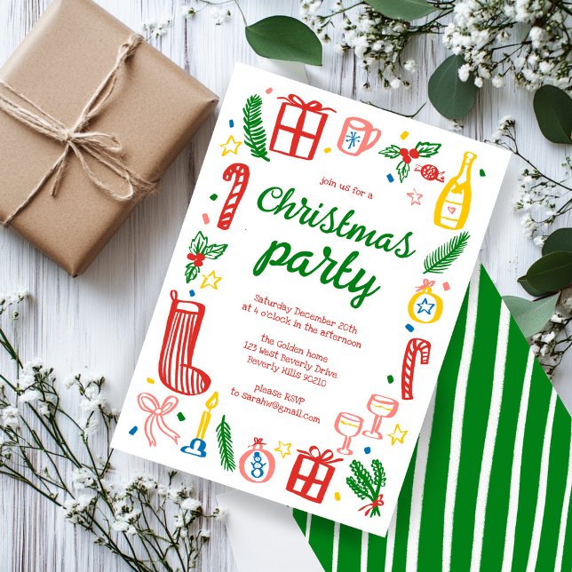 Convite Festa de Natal em Whimssic - Personalizada (Whimsical Christmas Holiday Party Cute Custom Invitation
)