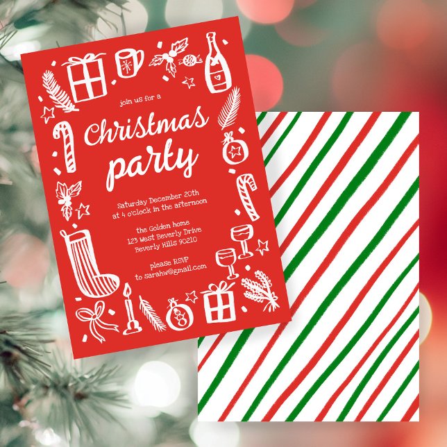 Convite Festa de Natal em Whimssic - Personalizada (Whimsical Christmas Holiday Party Cute Custom Invitation
)