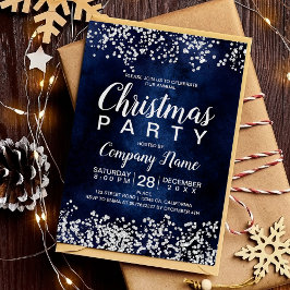 Convite Festa de Natal empresarial azul da Marinha de Prat