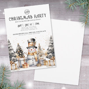 Convite Festa de Natal Empresarial Inverno Preto e Branco