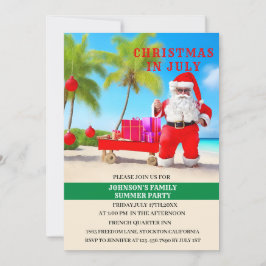 Convite Festa de Natal Engraçada em Julho de Verão 