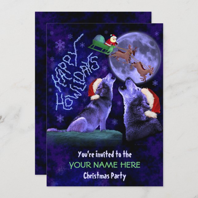 Convite Festa de Natal Engraçada O Suéter Feio Wolf Pun (Frente/Verso)