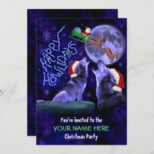 Convite Festa de Natal Engraçada O Suéter Feio Wolf Pun