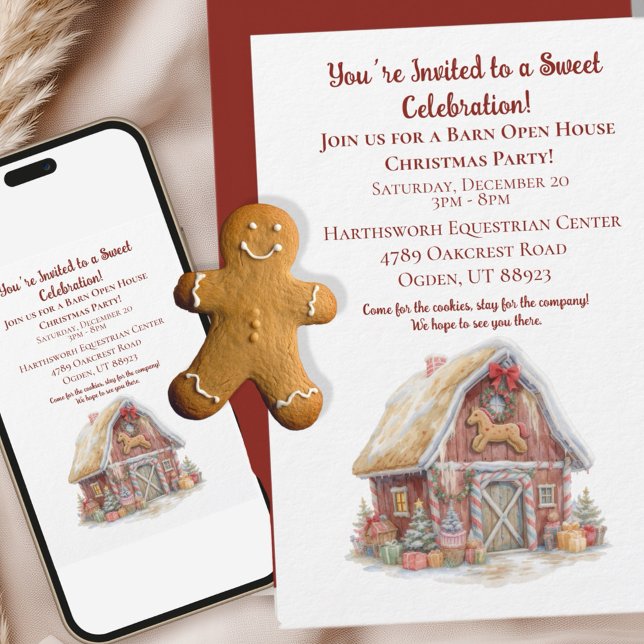 Convite Festa de Natal Equestre  (Invite your boarders and clients to a festive barn open house with this charming Christmas invite!)