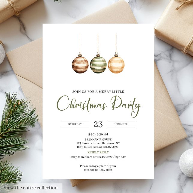 Convite Festa de Natal Escandinava em Marfim Sage Neutro (Neutral Sage Ivory Scandinavian Christmas Party

)